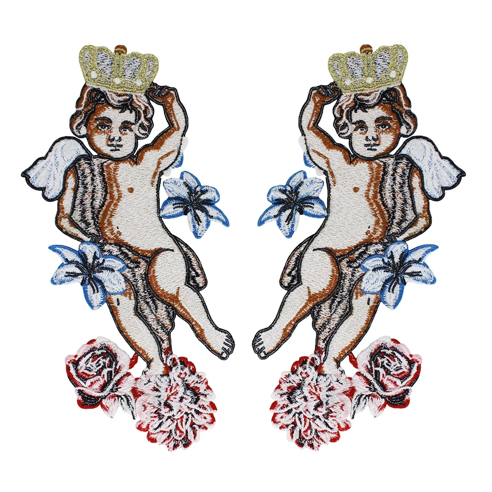 5 пар модная вышивка корона ангел для мальчиков тканевые нашивки цветок