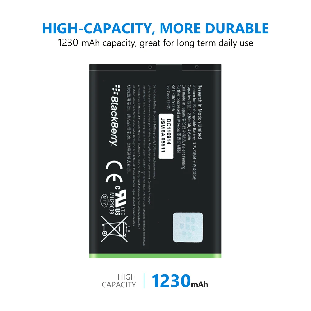 1230 мАч JM1 P9981 9860 сменный литий полимерный аккумулятор для Blackberry 9790 9930 9900 9380 батареи