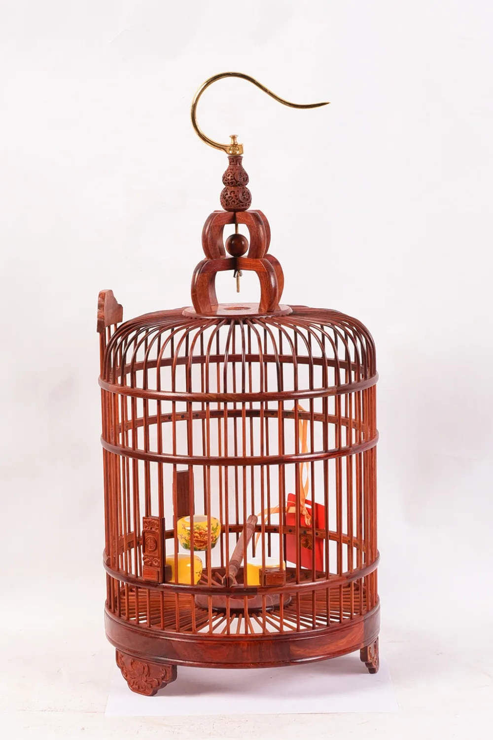 Chinese Classical Zambian Rosewood birdcase with scroll grass pattern red wood Birdcage Boutique gradening handmad bird cage mew | Дом и сад