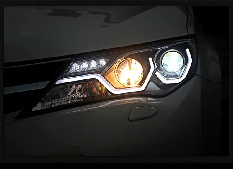 Автомобильный Стильный чехол на голову для Toyota RAV4 фары 2013- светодиодный фонарь DRL Bi Xenon объектив Высокий Низкий Луч парковочная противотуманная фара