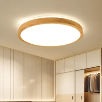 led ceiling light wood round square for living room bedroom indoor lighting fixture surface mounted lamp remote control dimmable