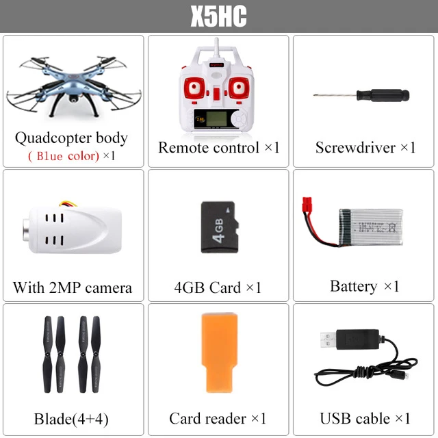 SYMA X5HC 4CH 2,4G 6-осевой RC оси для дрона с Вертолет камеры VS Syma X5C X5SC X5SW X400/X600 - Цвет: X5HC Blue 1Battery