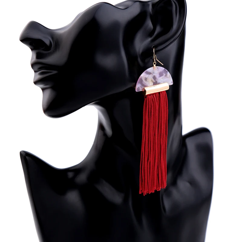 Женские Висячие серьги Banny розовые в богемном стиле с длинной кисточкой