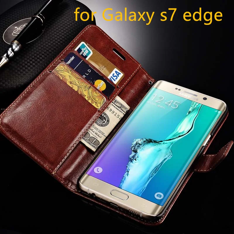 Чехол S7edge для Samsung Galaxy S7 Edge кожаный флип-кошелек с рисунком Crazy Horse чехол
