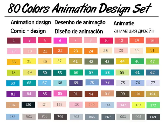 80 animation Touchnew 30/40/60/80 Цвета Книги по искусству Маркер установлен на спиртовой основе Эскиз маркер для рисования Manga дизайн Книги по искусству комплект поставки - Цвет: 80 animation