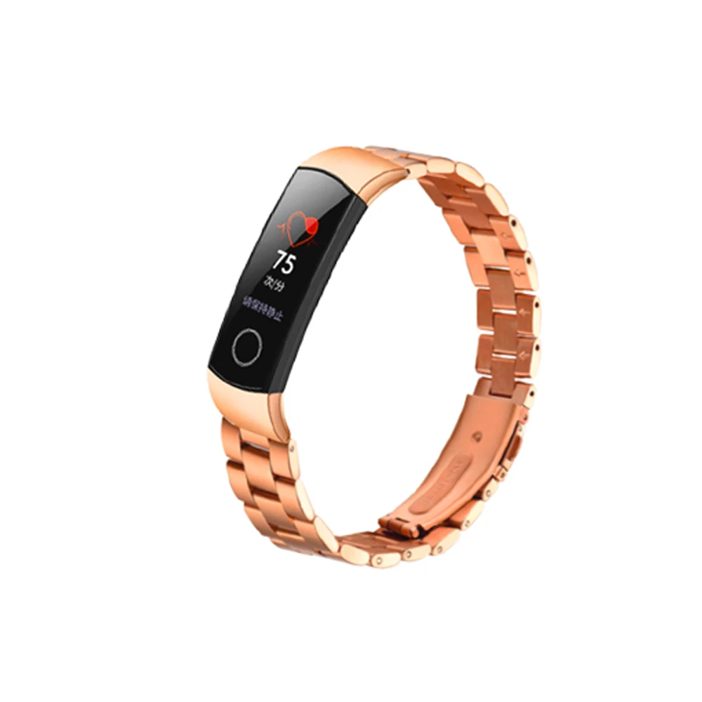 Металлический ремешок для honor band 5 4, браслет из нержавеющей стали, браслет для huawei honor band 5, оксиметрические Смарт-часы, модный ремешок для часов - Цвет: Rose gold wriststrap
