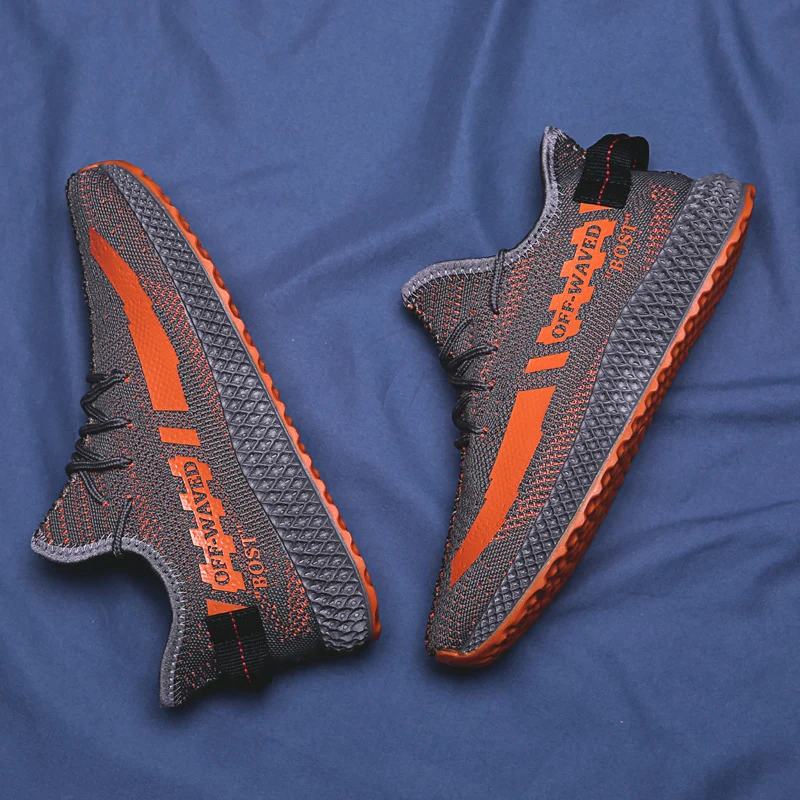 Мужская обувь для отдыха из сетчатой ткани оранжевая мужская на шнуровке Легкая