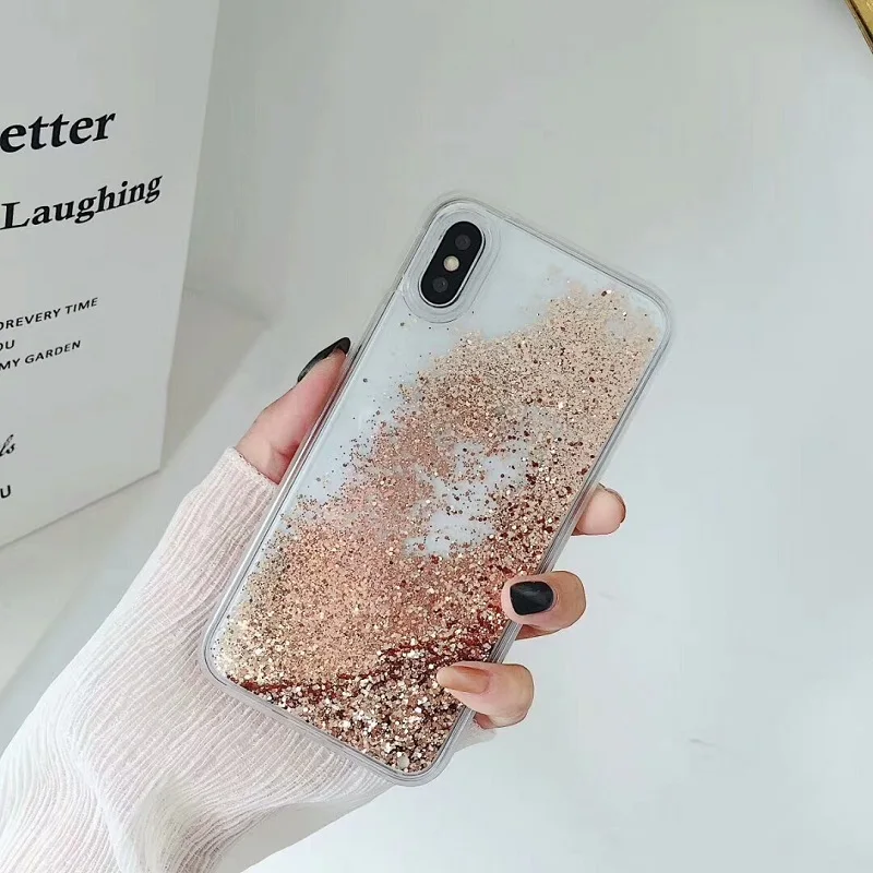 A Милый чехол для девочек с зыбучим песком для iphone XS MAX X силиконовый чехол ТПУ PC динамическая жидкая Блестящая крышка для iphone 6 6s 7 8plus fundas - Цвет: A