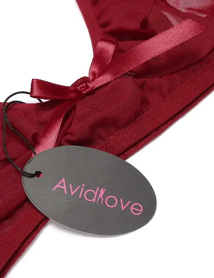 Avidlove женский сексуальный комплект нижнего белья секс-шоп Прозрачное Бикини экзотическое боди бюстгальтер с низкой сеткой стринги с открытой промежностью оборки юбка