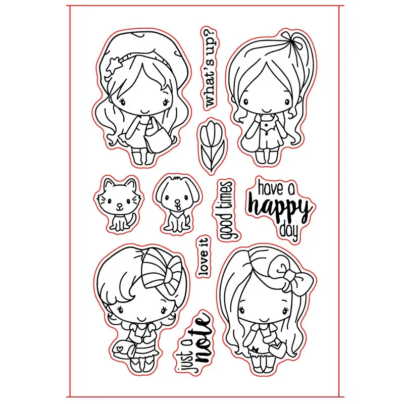 Happy Girls Помет милые девочки и мальчики прозрачный силиконовый штамп DIY Скрапбукинг фото открытки в альбом сделать рукоделие Декор прозрачный штамп - Цвет: Happy Girls