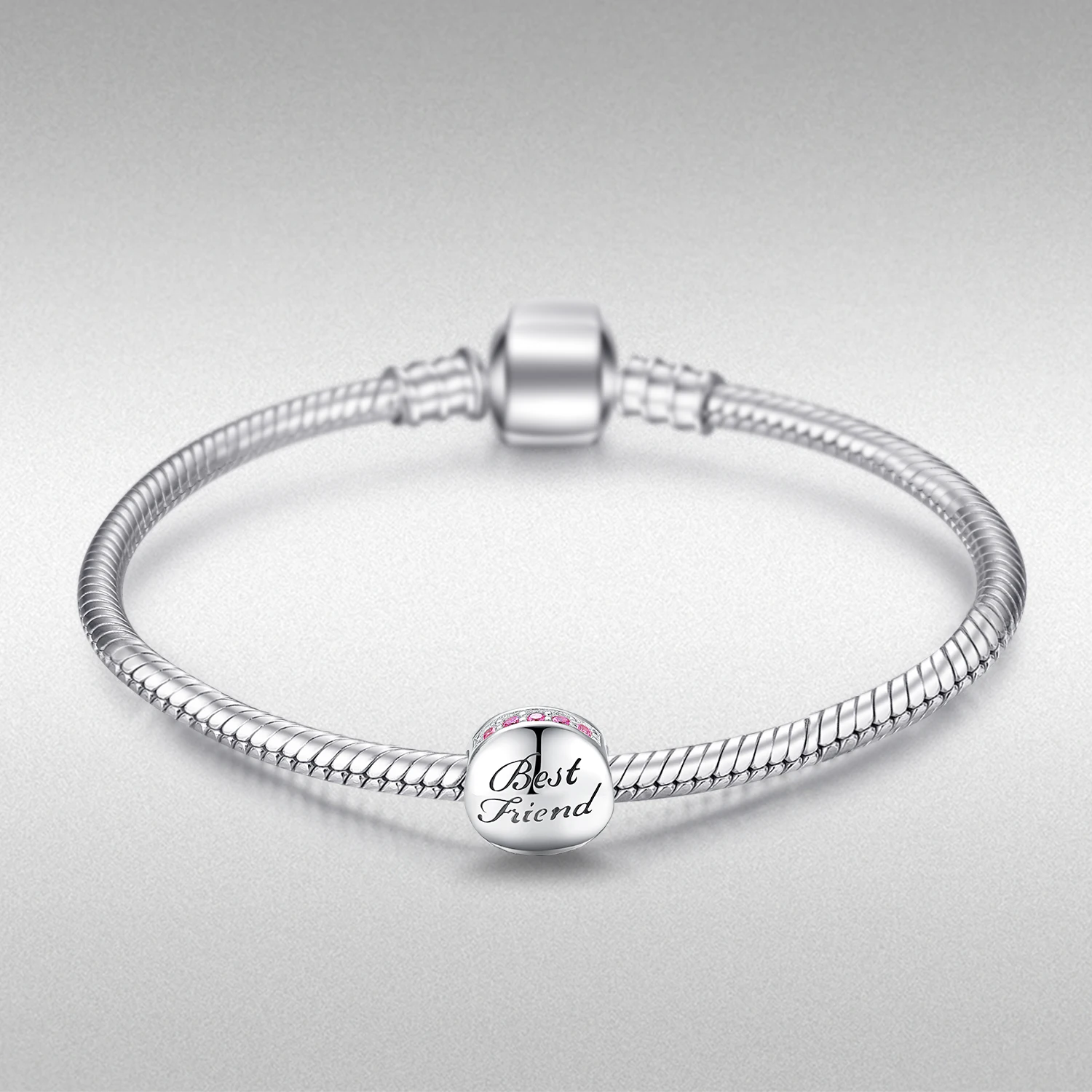 JewelryPalace Half Infinity Round Pink Cubic Zirconia Engraved Best friend Ball Beads Charms 925 Sterling Silver Hot DIY Jewelry | Украшения