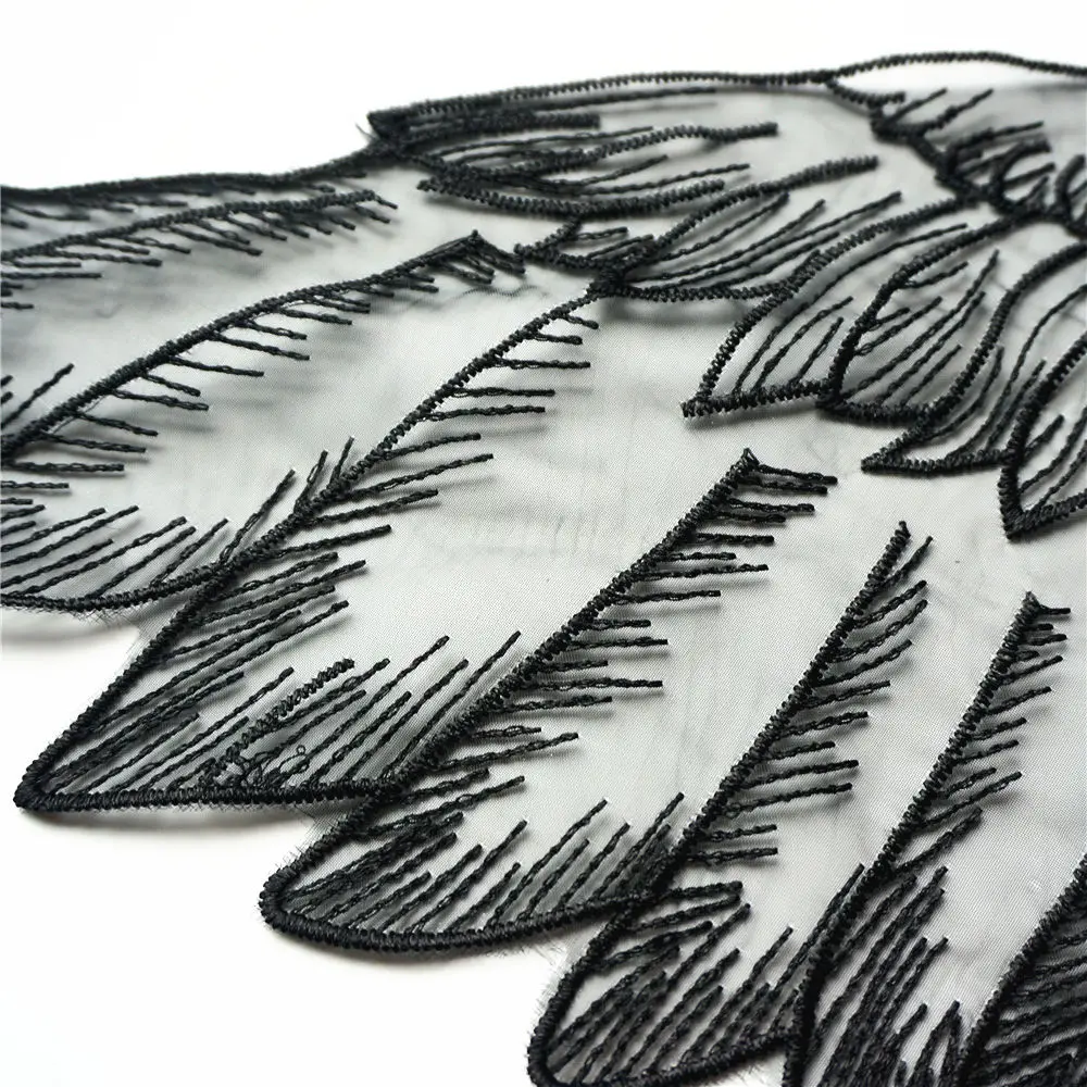 2 шт. вышитые кружевные нашивки с перьями на воротнике|Заплатки| |