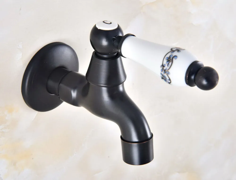 Черная масляная прорезиненная бронза одна керамическая ручка ванная комната
