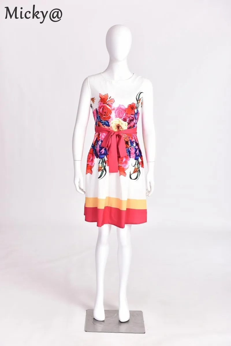 Новое поступление! Для женщин модный принт платье в стиле ретро с круглым вырезом