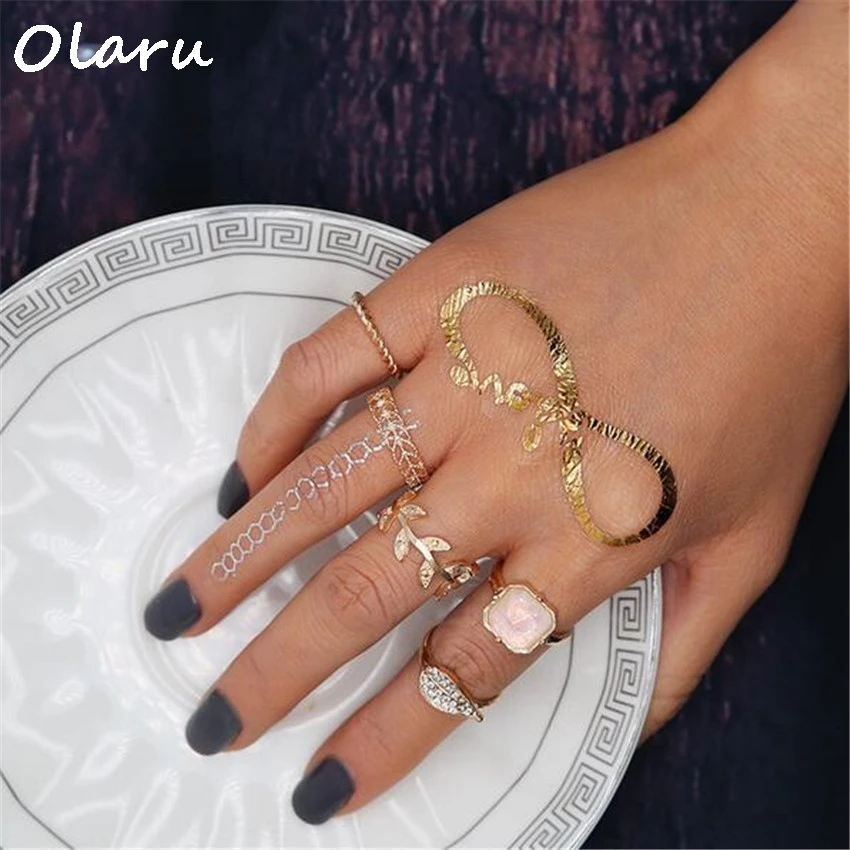 Украшения olaru 5 шт. в наборе кольцо с кристаллами виде листьев и драгоценных