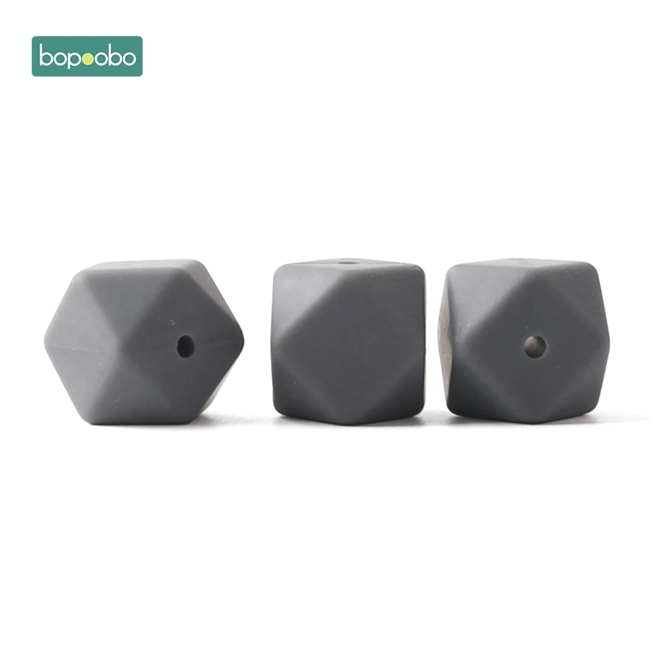 Gray Bopoobo 100 шт 17 мм Силиконовые шестигранные шарики силиконовые Детские Прорезыватели силиконовые бусины для ожерелья безопасные игрушки силиконовые крошечные стержни - Цвет: Gray