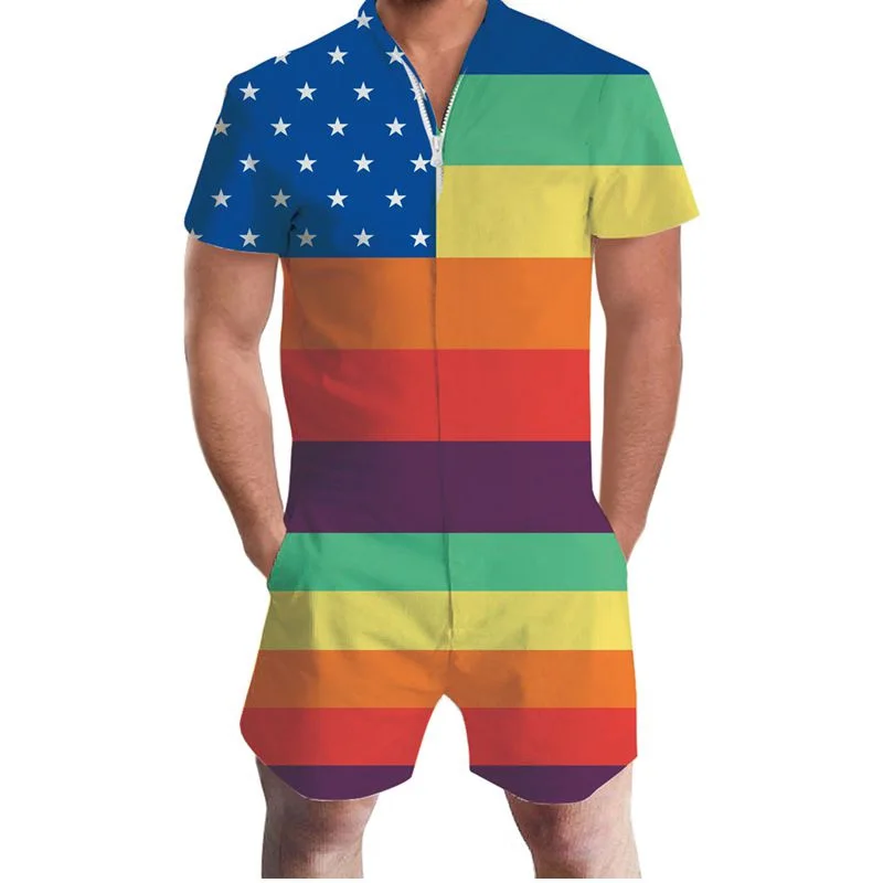 Мужские комбинезоны с 3D графикой Pride повседневные Комбинезоны на молнии