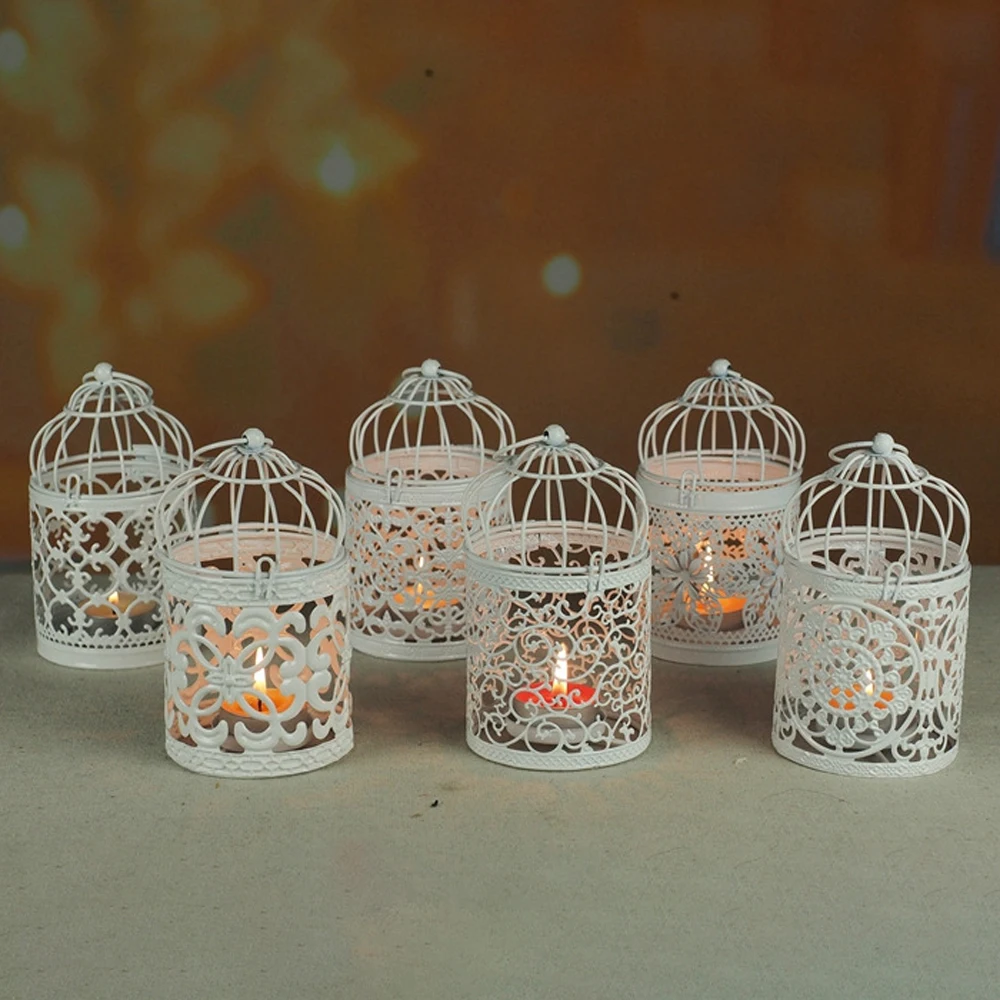 Креативное украшение дома полый Держатель Подсвечники Tealight подвесной фонарь клетка для птиц винтажный Рождественский/Сказочный Свадебный/праздничный Декор
