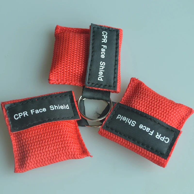 3pcs red 3 шт./лот CPR лицо брелок со щитом первой помощи Cpr реанимация тренировочное оборудование для спасания одноразовый дыхательный барьер 3 цвета - Цвет: 3pcs red