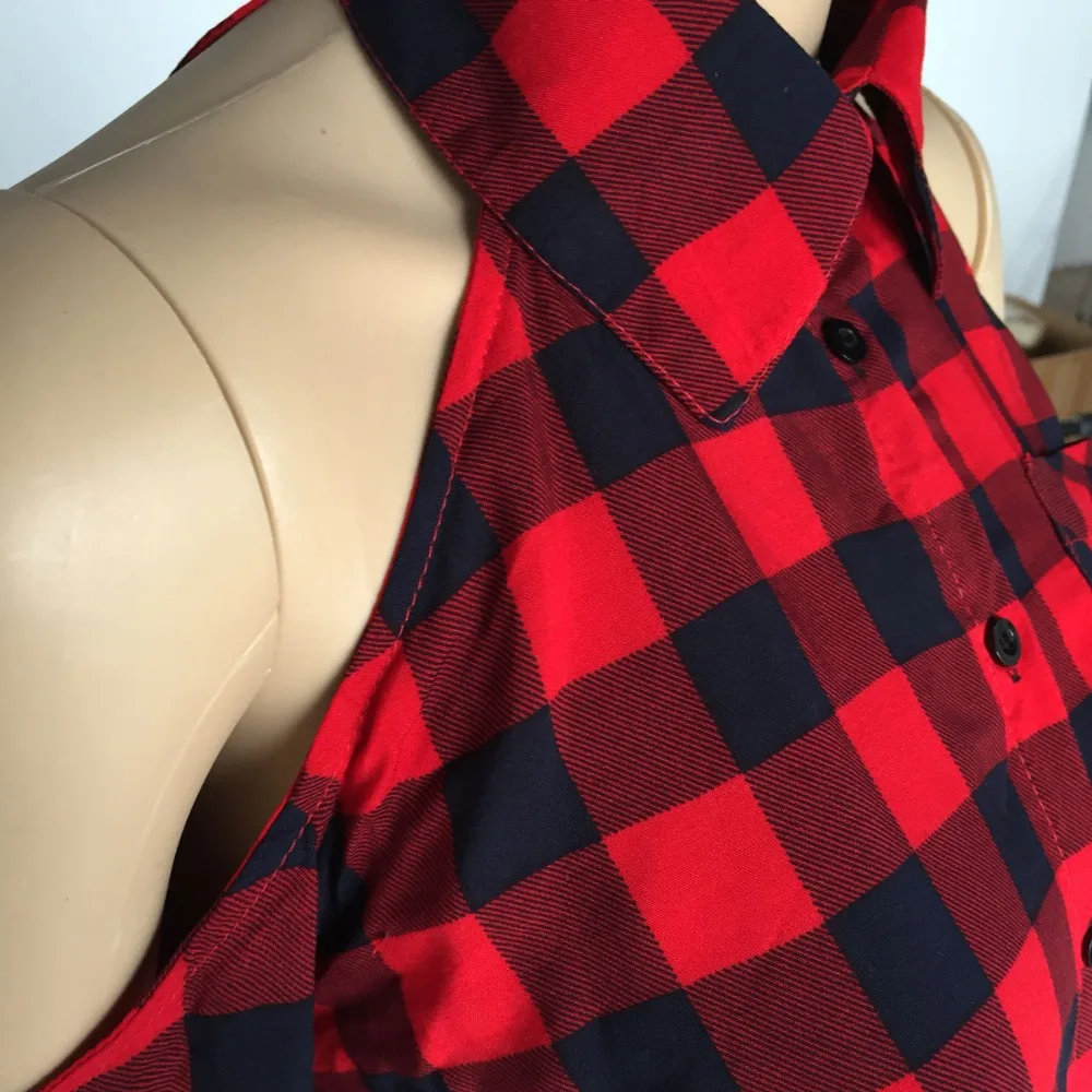 Женская рубашка с открытыми плечами Dioufond красная клетчатая блузка длинным