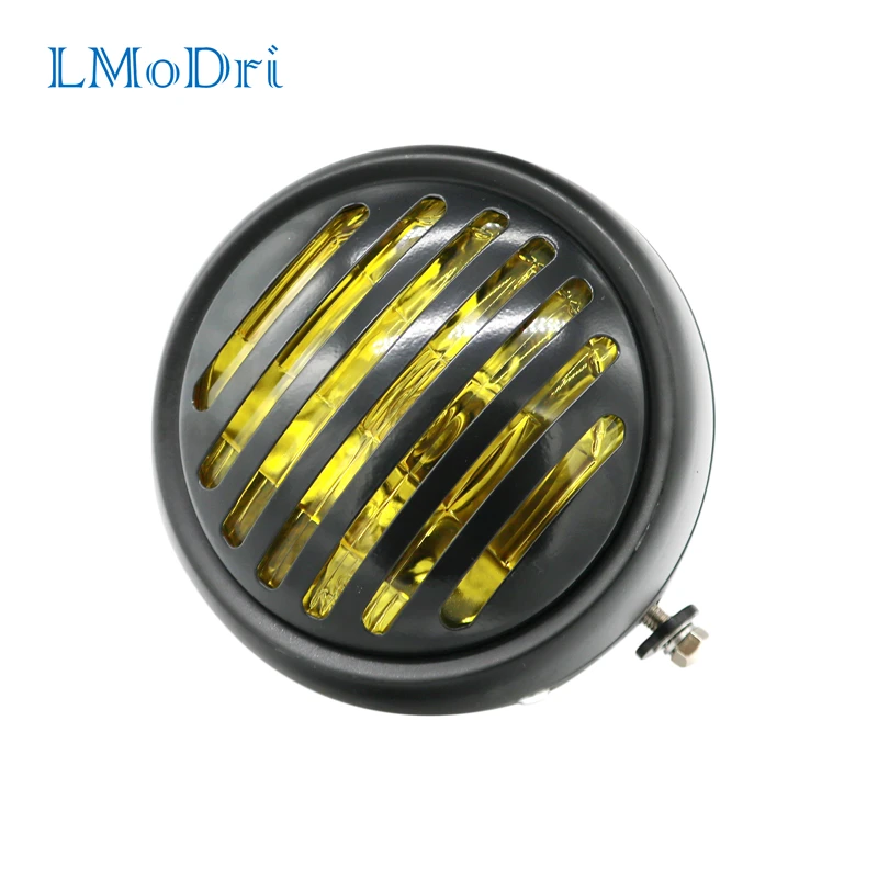 LMoDri Motorcycle Front Headlight Motorbike Modified Headlamp With Mesh Cover For Harley /Bobber CG GN |