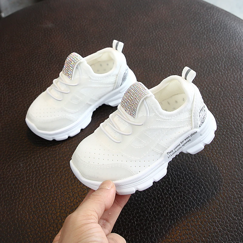 Girls' rhinestone Sports Shoes New Fashion Children's Mesh Air-permeable Leisure Boys' Shoes 1-4 Years Old
