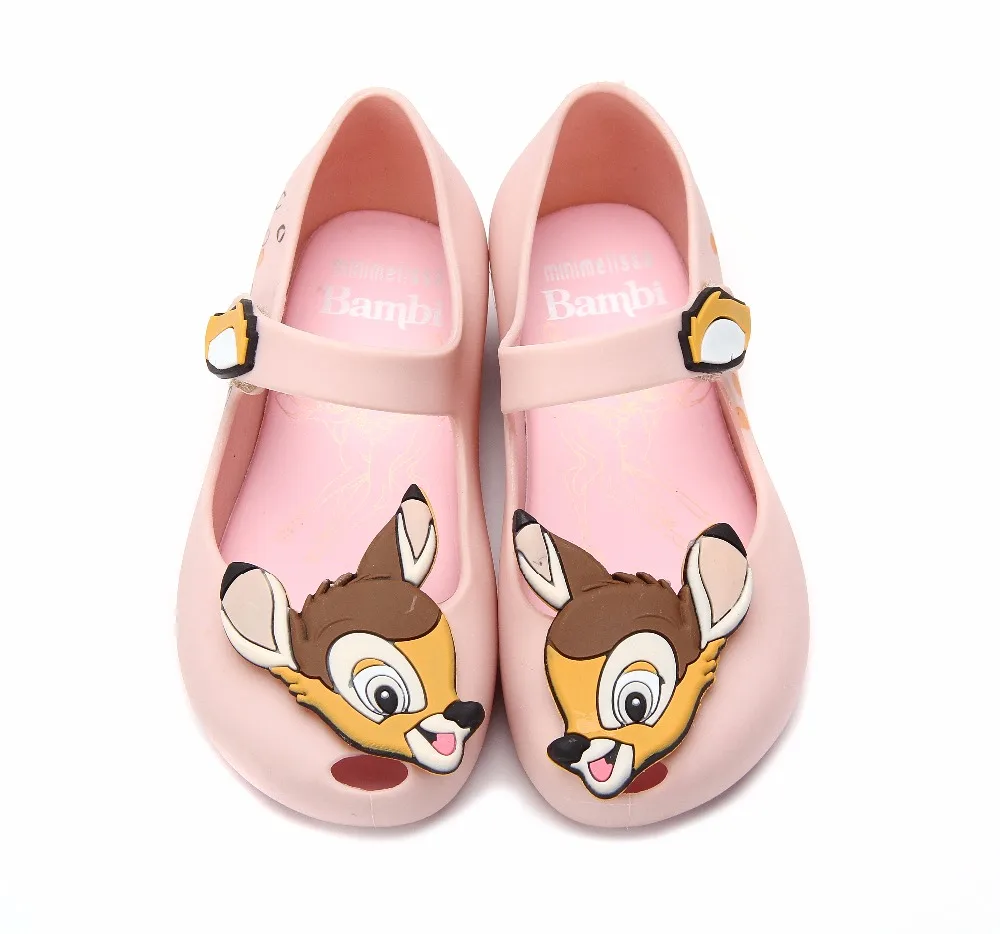 Mini Melissa/Новинка 2019 года дизайнерская прозрачная обувь с рисунком оленя детские