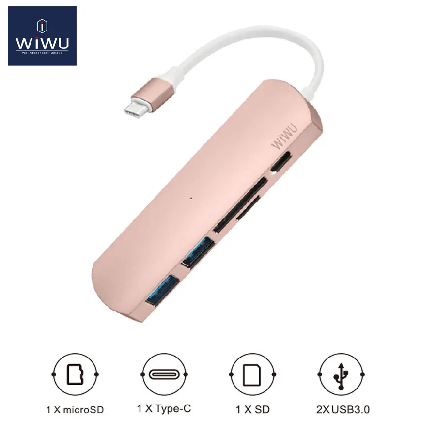 WIWU USB 3 0 Hub для Macbook Pro Type C 5 в 1 адаптер с несколькими портами порт зарядки MacBook 12