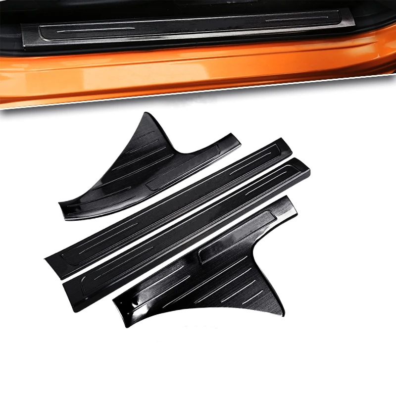 interior black 4pcs Дверный порог специальная приветственная защита педали пластина Внешняя дверь педаль автомобильные аксессуары для Honda Civic- 10th Gen Sedan - Цвет: interior black 4pcs