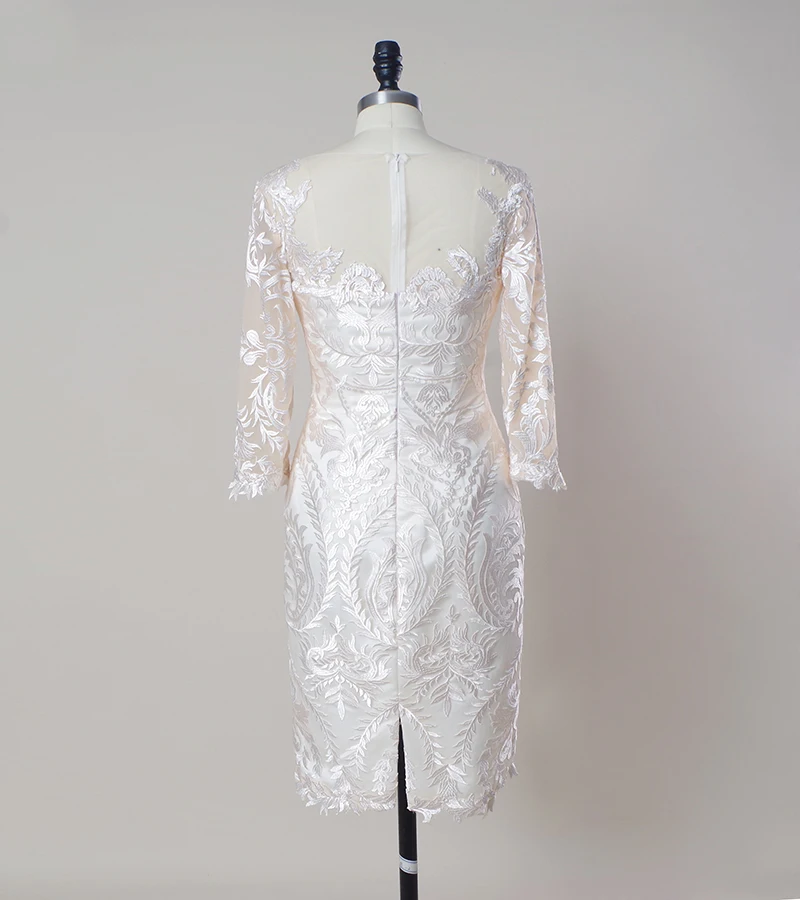 Charming Mother of the Bride Dresses 2 Pieces Lace Satin Suits For Wedding Guest 3/4 Sleeves Knee Length Gowns | Свадьбы и торжества