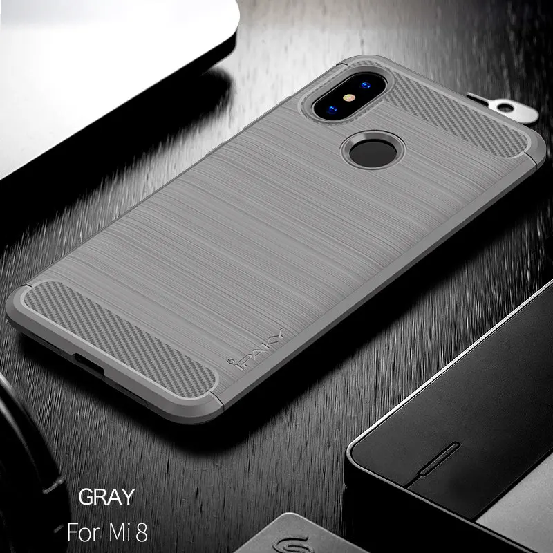 Gray Для Xiaomi mi 8 Чехол IPAKY mi 8 чехол мягкий силиконовый гибридный защитный чехол из углеродного волокна противоударный чехол для Xiaomi mi 8 SE чехол - Цвет: Gray