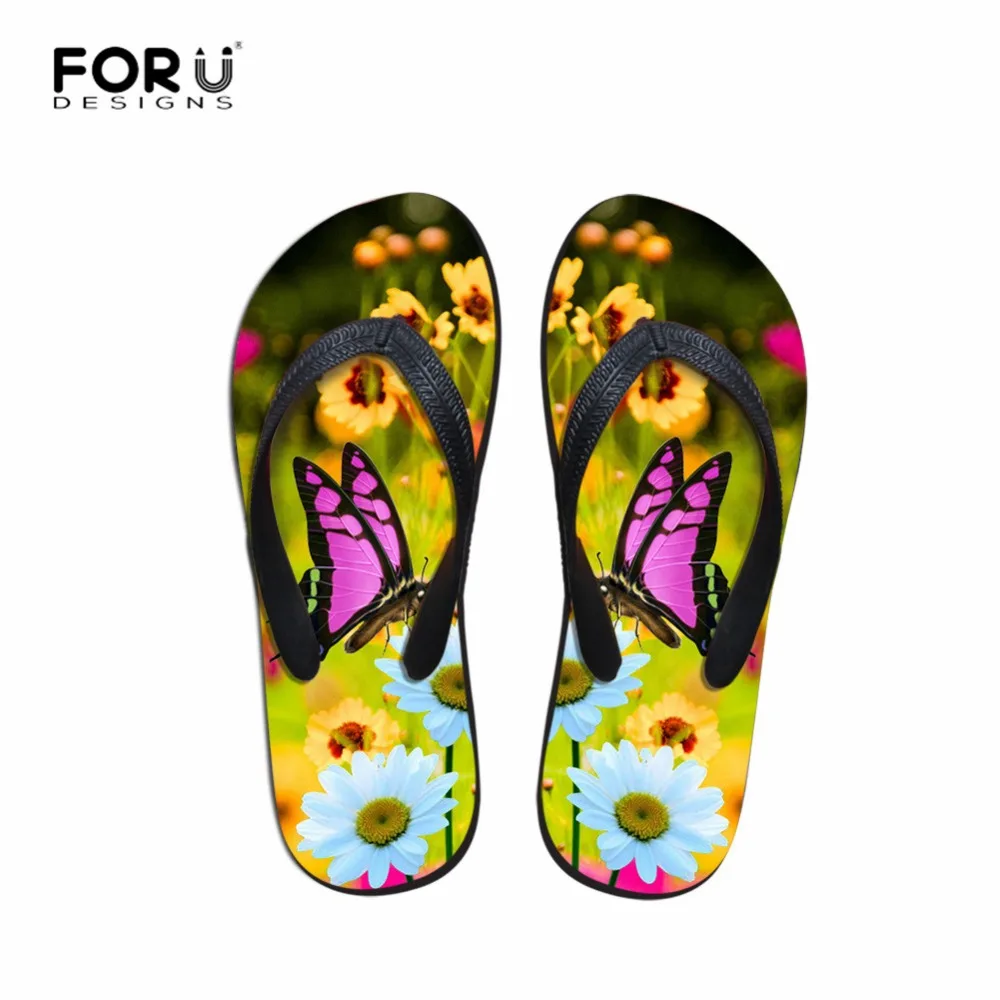 FORUDESIGNS/женские летние шлепанцы с бабочками модные удобные Вьетнамки открытым
