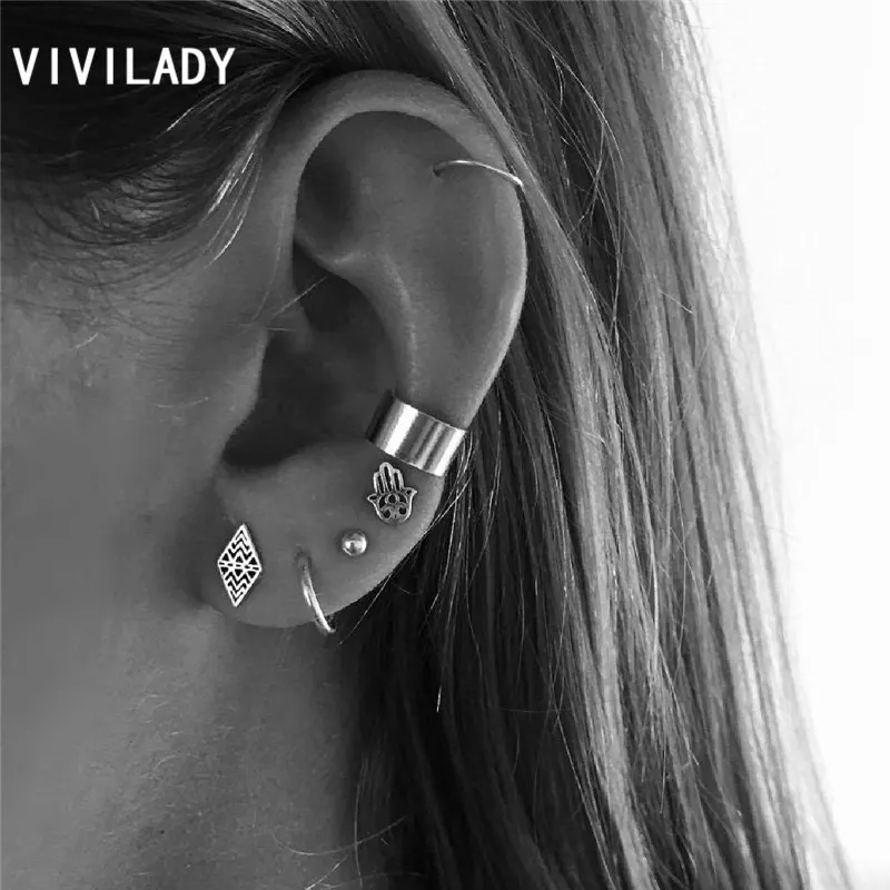 VIVILADY новинка 2019 винтажный набор пирсинг изящные серьги гвоздики креативный