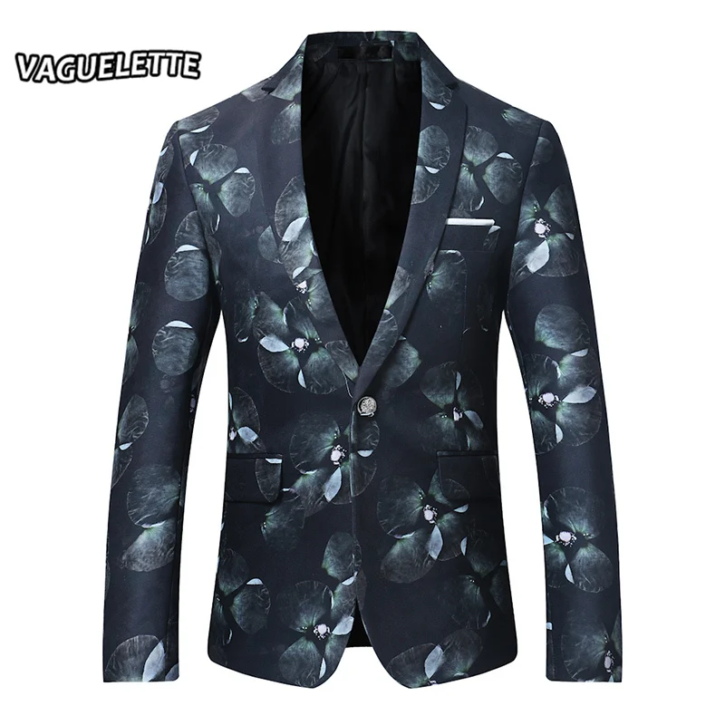Плюс Размеры Для мужчин S цветочный пиджак Slim Fit Роскошный Homme элегантный печатных