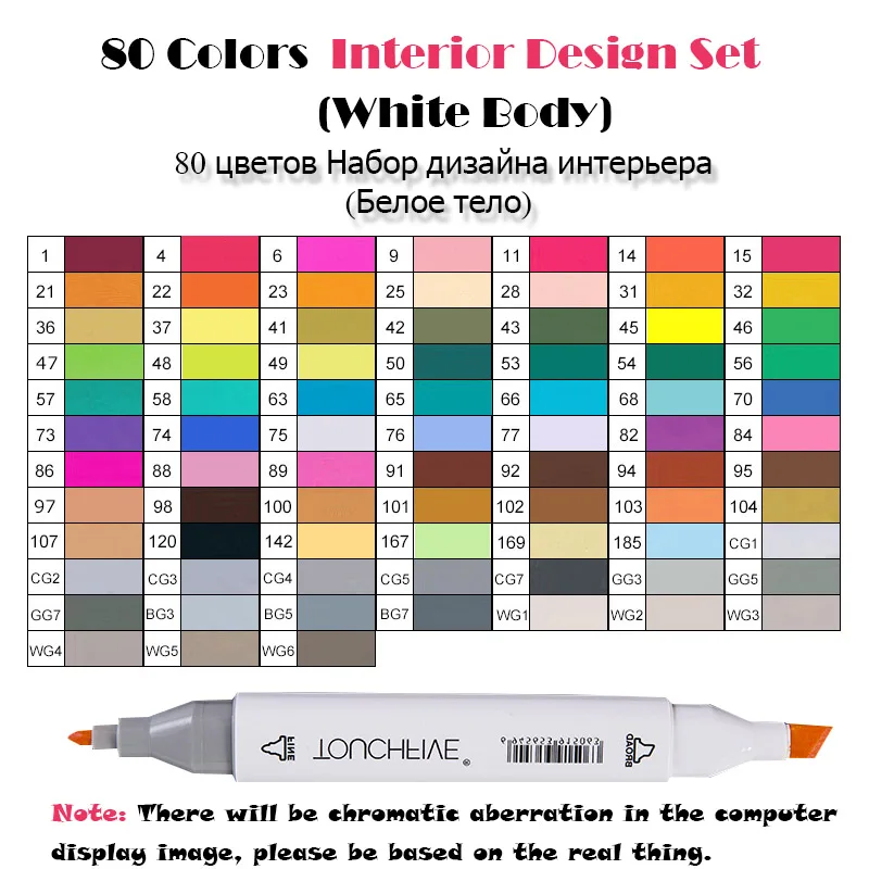 80 Interior White TouchFIVE 30/40/60/80 Цвета двойной головой Арт Набор маркеров алкогольных жирной на спиртовой основе мА кисть для анимации Костюмы дизайн - Цвет: 80 Interior White