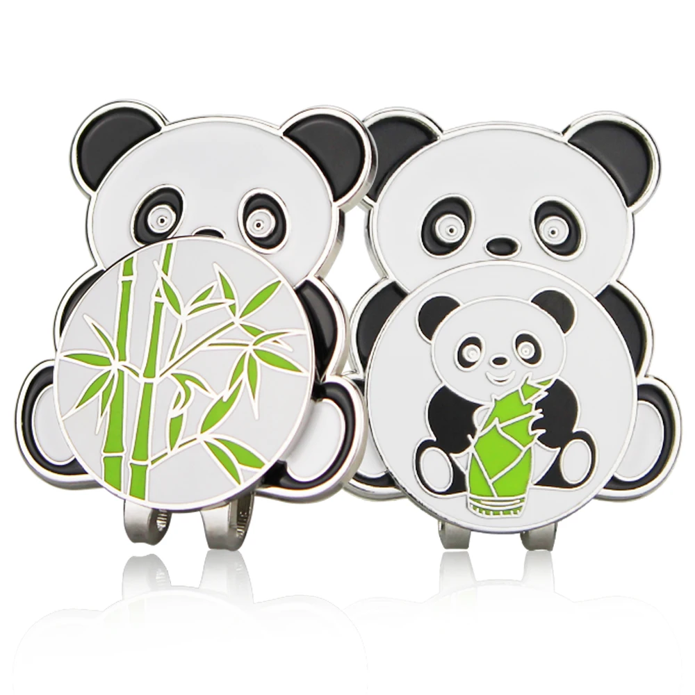 

China Panda Style Golf Ball Marker w Magnetic Golf Hat Clip Golf Cap Clips Alloy Professional Ball Mark Gift