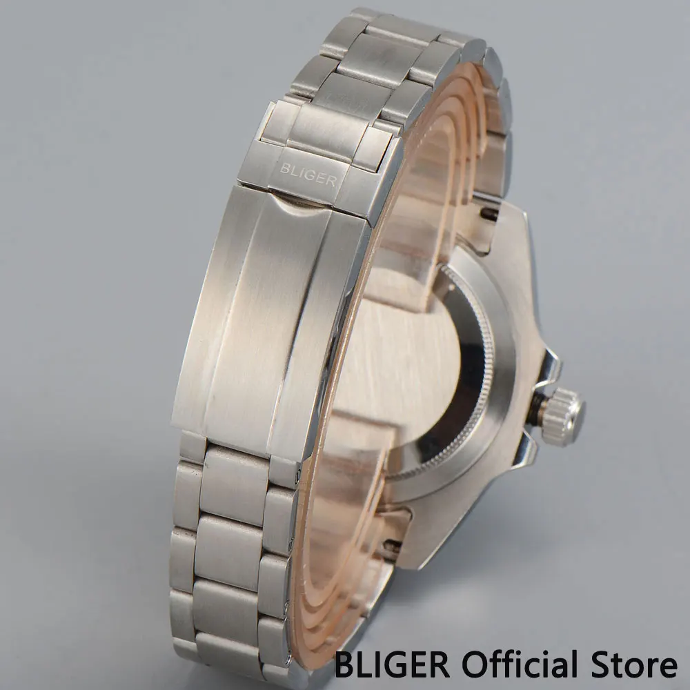 Мужские часы BLIGER B351 однотонные 40 мм синие стерильные черные с керамической