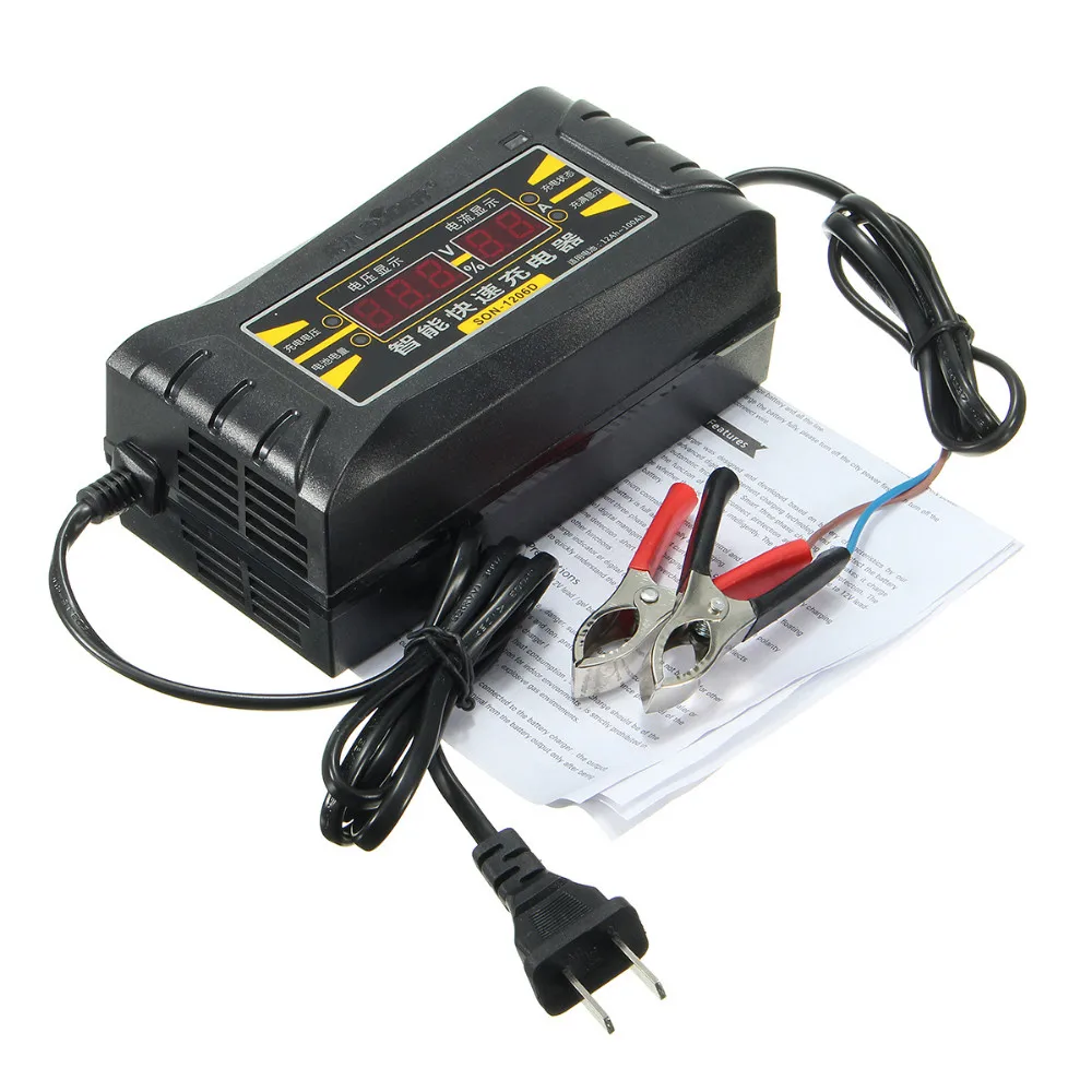 

Зарядное устройство для автомобиля, мотоцикла, 12 В, 6 А, ЖК-дисплей, 12 Ач-1000 Ач