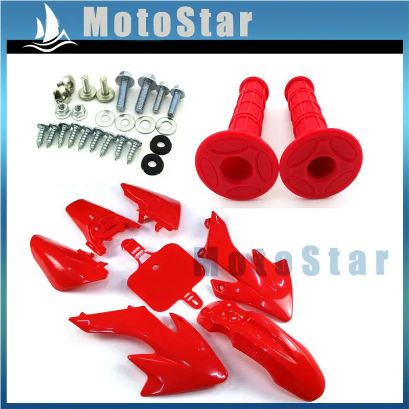 Красный пластиковый обтекатель Fender наборы + ручки винты для Honda CRF50 XR50 Pit Dirt Bike|handle