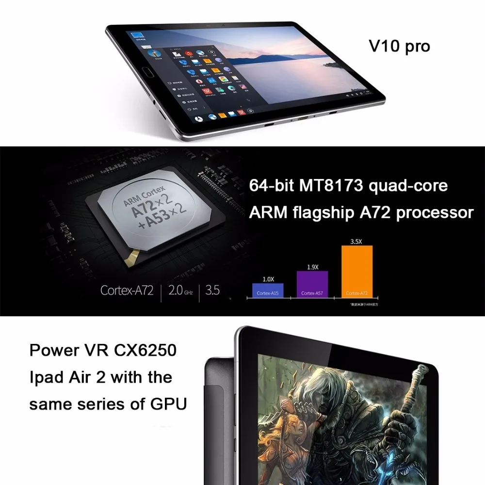 ONDA V10 Pro 10.1 дюймов Феникс ОС Android 6.0 dual os 2560x1600 mtk8173 4 ядра ГБ + 32 ГБ/64 Планшеты PC 8.0mp BT HDMI