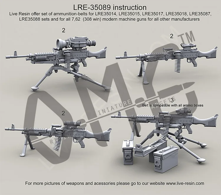 Ремни для боевого использования из смолы 1/35 7 62x51 мм NATO (.308 дюймов Winston) | Игрушки и