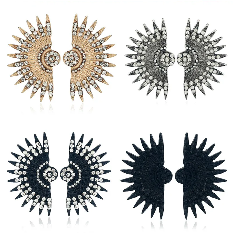 Винтажные серьги гвоздики Стразы для женщин и мужчин веерообразные старые