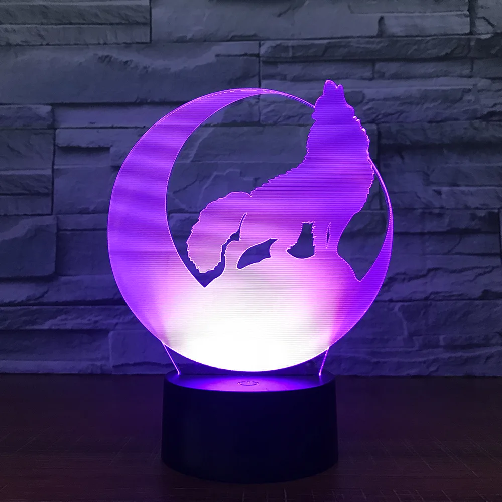 Волк Луна Новинка 3D светодиодный светильник ночник Мощность банк Usb LED Lamparas