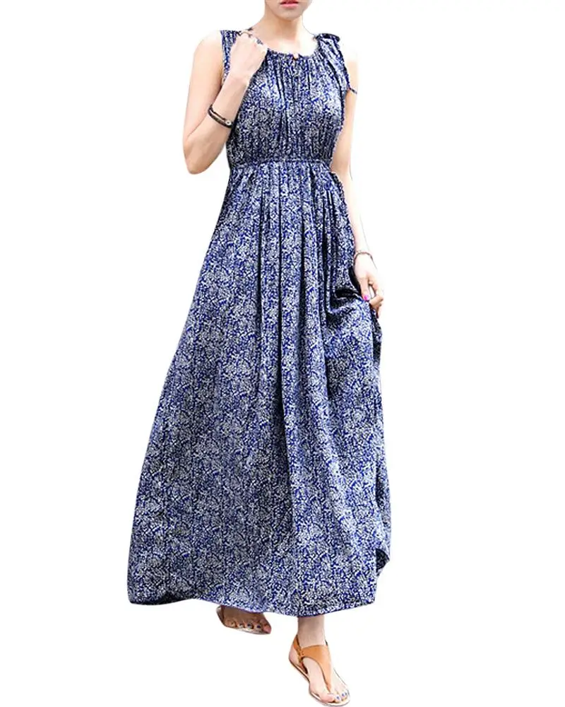 

High Quality Vintage Size Summer Plus Maxi New Dress Long Beach Floral Women Sundress Vestidos Boho