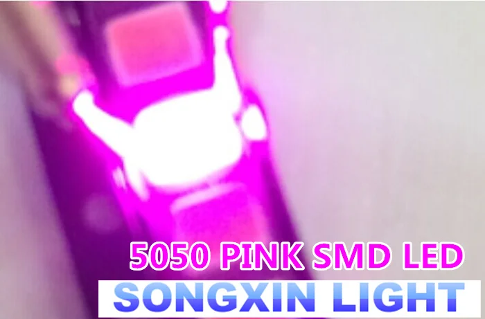 100 шт./лот SMD 5050 Розовый smd светодиод smt розовая светодиодная PLCC 6 3 вилочным