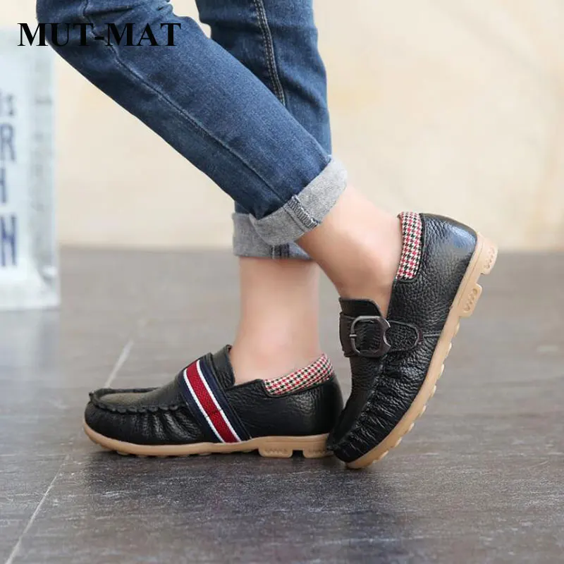 Детская кожаная обувь Студенческая модная повседневная на мягкой подошве с