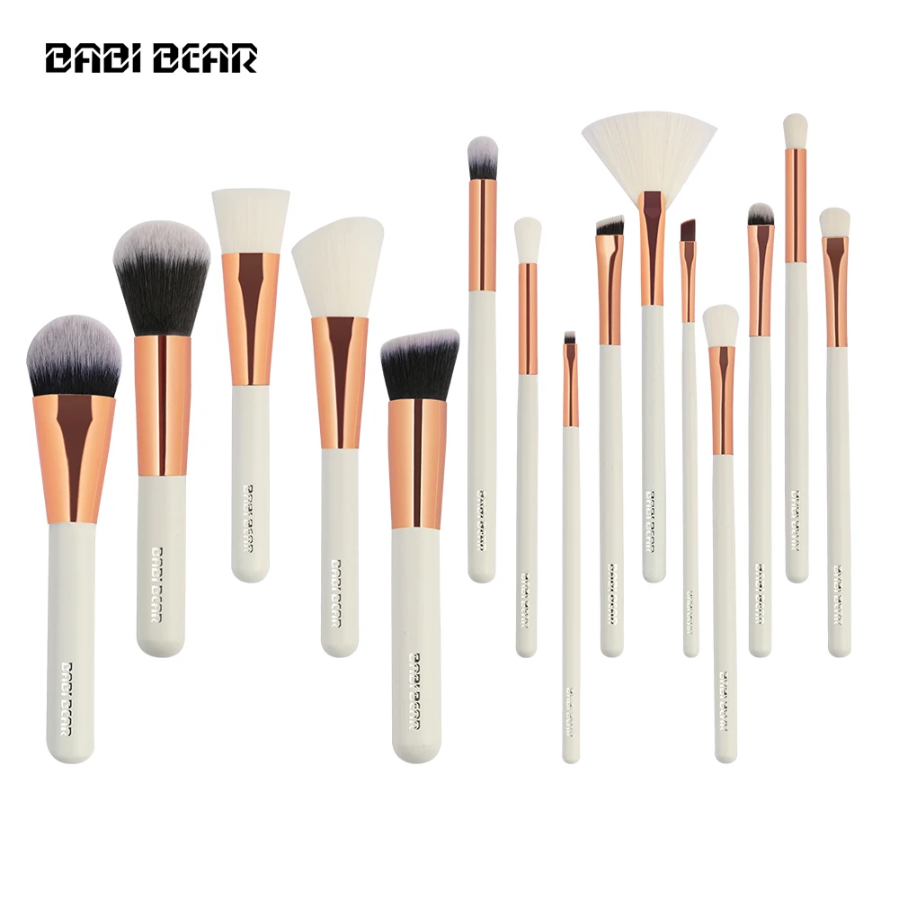 BABI BEAR 15 шт. розовое золото/белый с сумкой кисти для лица тени век гнездо глаз кисть