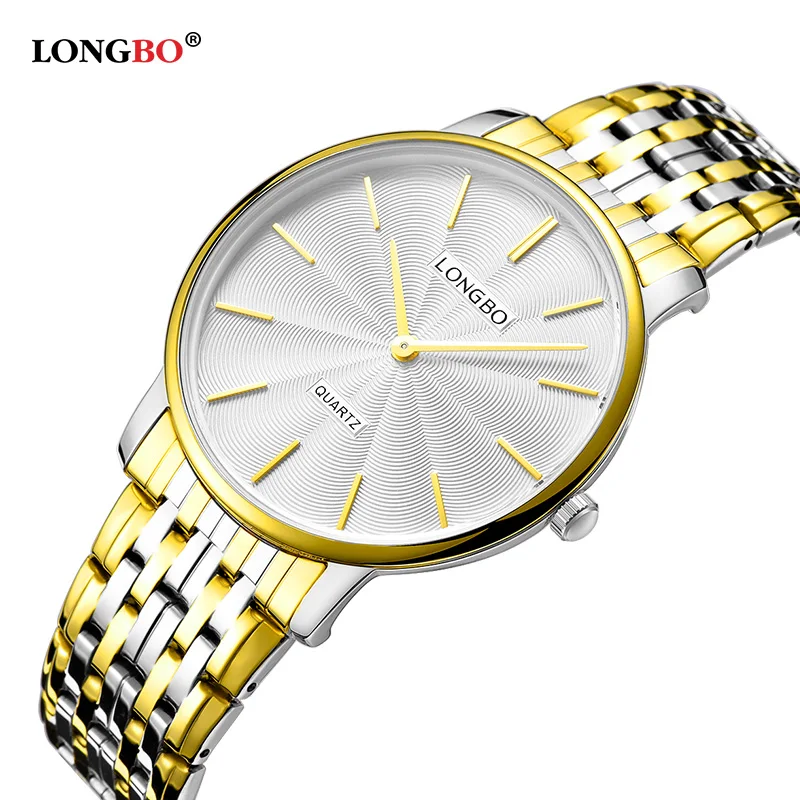 LONGBO 2019 Новый парные кварцевые часы модные цвета: золотистый серебристый ремень