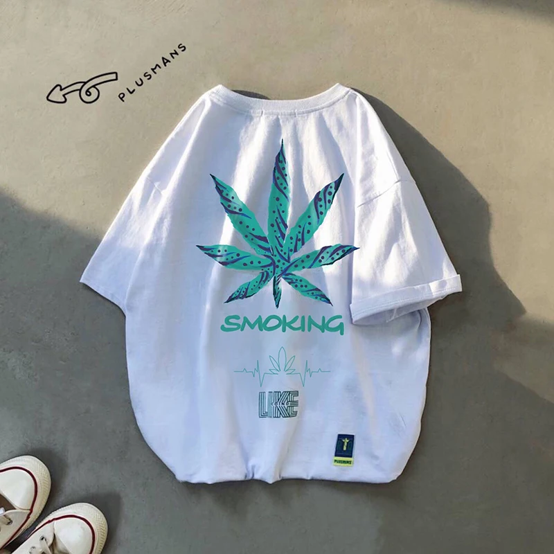 Новинка 2019 молодежная популярная Футболка с принтом конопли короткий рукав Топы