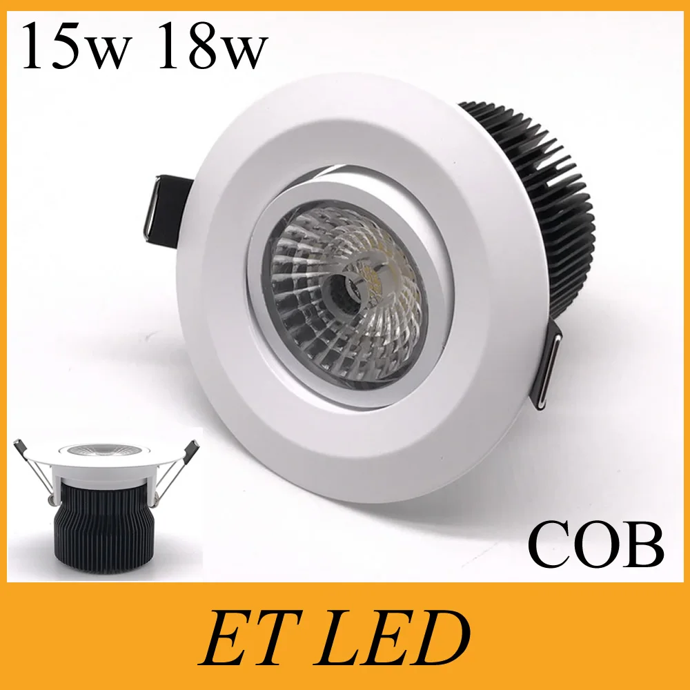 Диммируемая природа белый 4000K 15W 18W Led Cob светильник лампы 60 угол луча Вход AC 85-265V